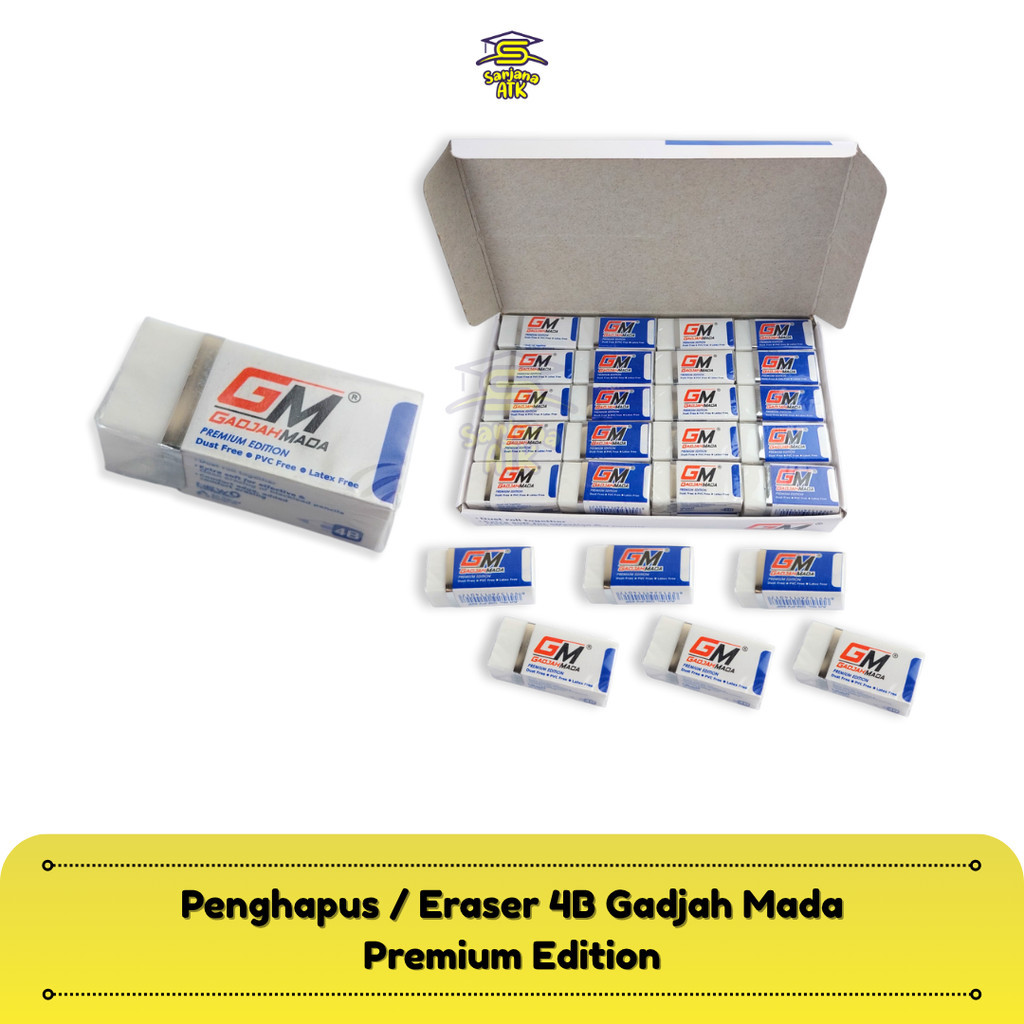 

Penghapus Pensil / Pencil Eraser 4B Gadjah Mada Putih Premium Edition