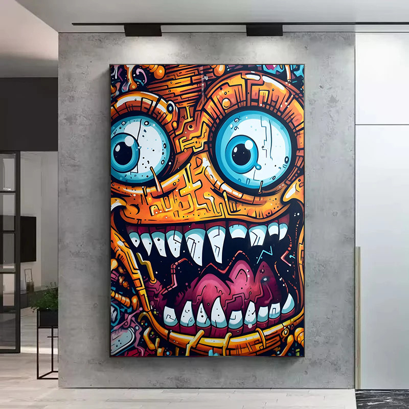 

Graffiti Pop Art Wall Posters and Prints Abstract Cartoon Robot Art Canvas Painting Street Graffiti Mural for Home Decor Cuadros