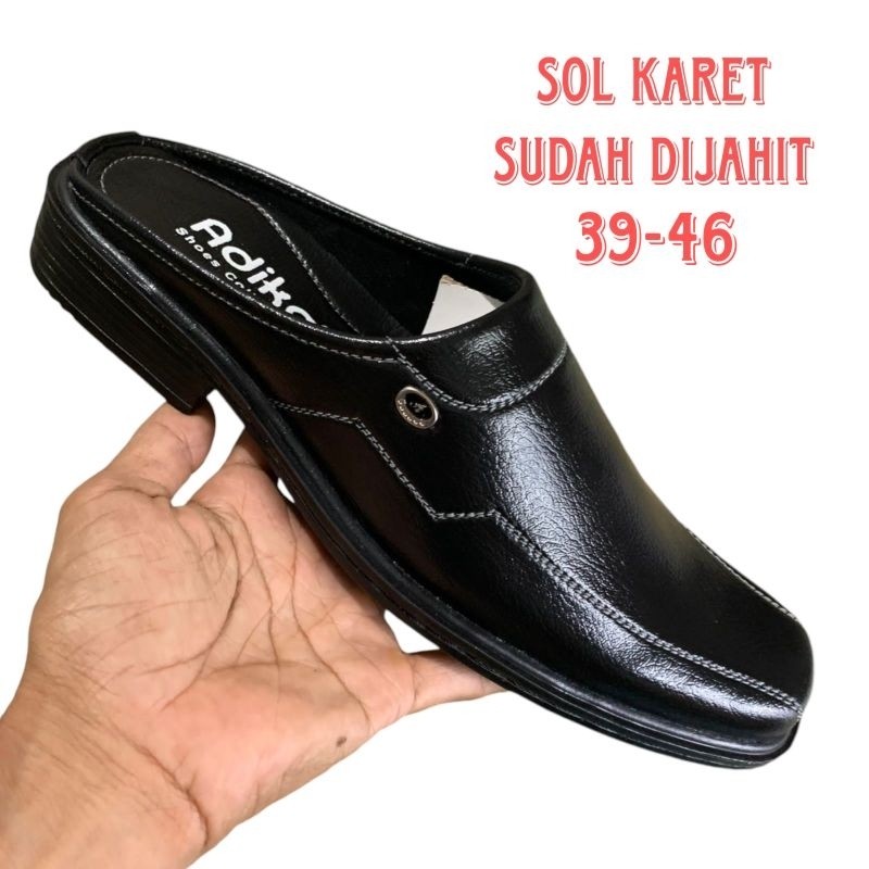 AXULE Sepatu Selop Sepatu Sandal Kulit Sintetis Premium Sepatu Bustong Pria Big Size 44-45-46 Terbar