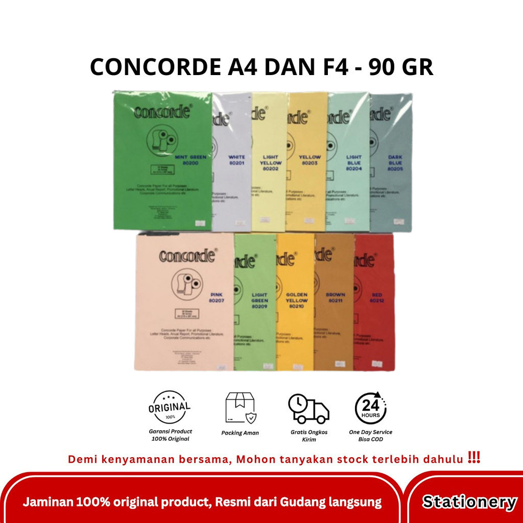 

CONCORDE PAPER LAID 90GR FOLIO (21.5X33) ISI 20 LEMBAR