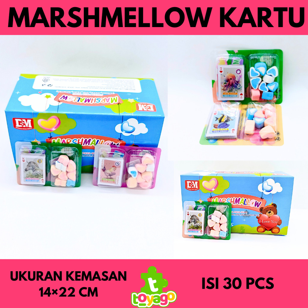 

Marshmallow kartu rasa buah isi 30 pcs permen mainan grosir murah