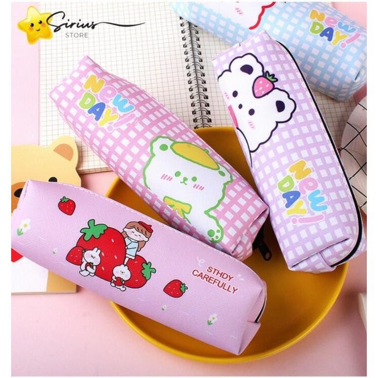 

kotak pensil karakter lucu, pensil motif lucu