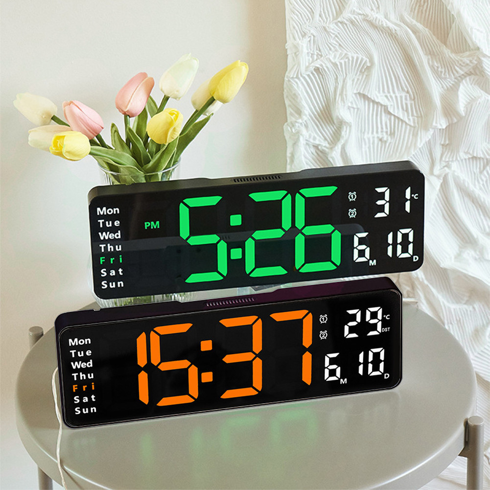 Jam tampilan layar besar 13 inci jam digital Nordik jam dinding ruang tamu sederhana jam dinding / J