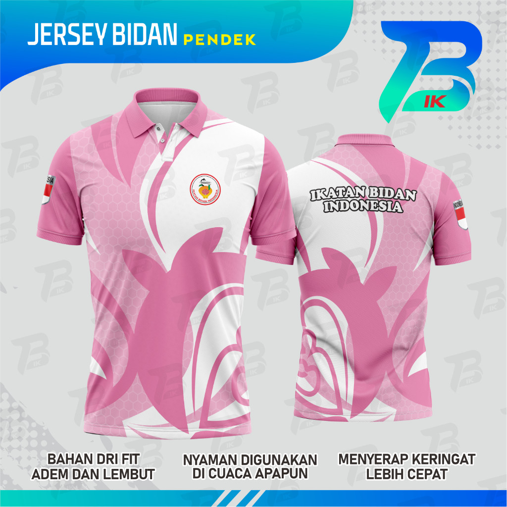 JERSEY WANGKI BIDAN LENGAN PENDEK/KAOS KERAH BIDAN FULLPRINTING/JERSEY BIDAN DRYFIT MILANO