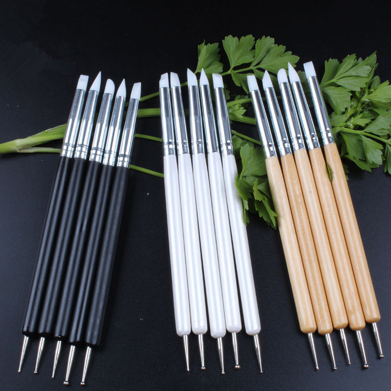 

New 6 Colors 5Pcs/Set Stainless Steel Two Head Sculpting Polymer and Soft Pottery Clay Tool Silicone Modelling Art Shaper Tools