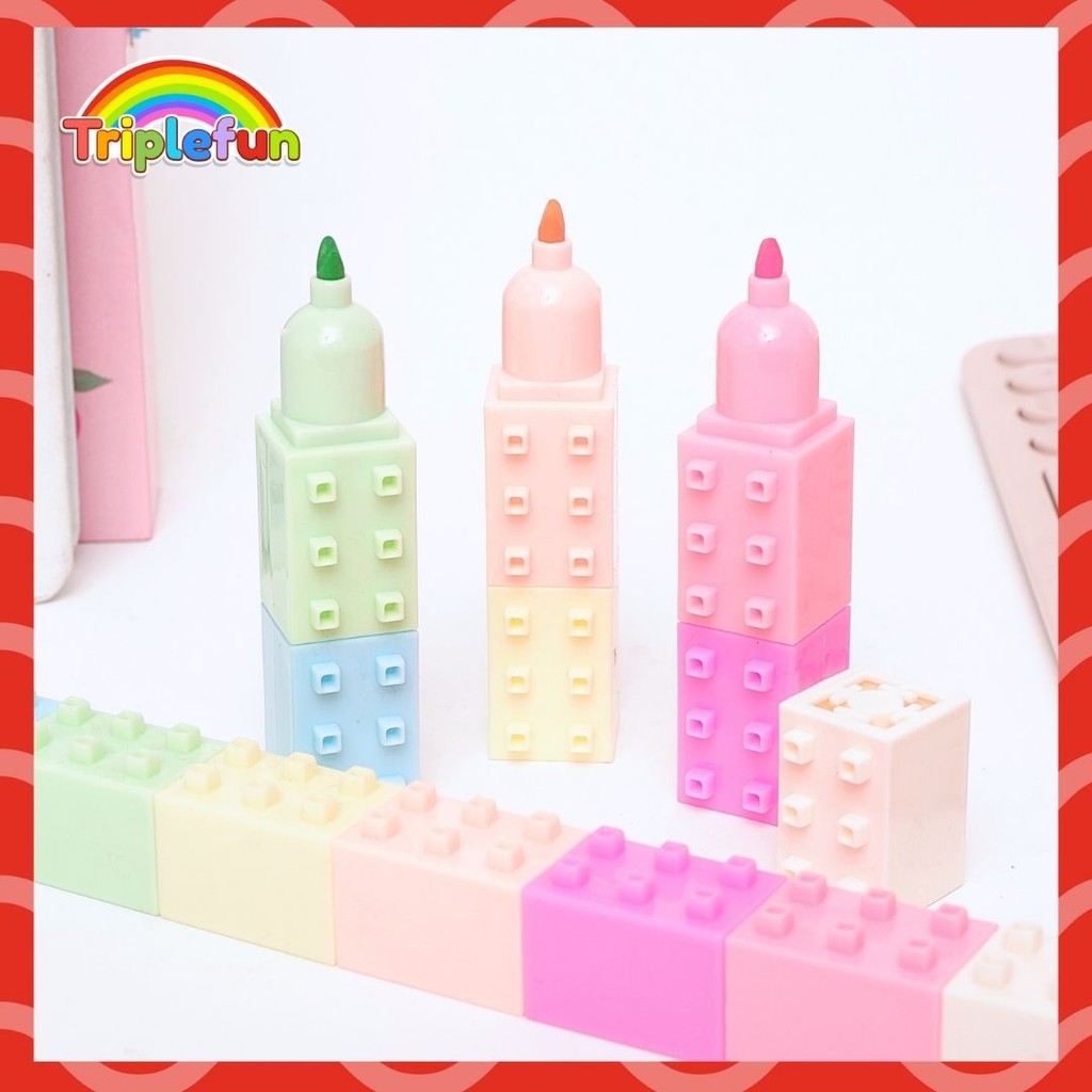 

Highlighter 3D Tumpuk Lego Penanda Halaman Buku Pastel Anak Sekolah Kuliah Rakit Mainan