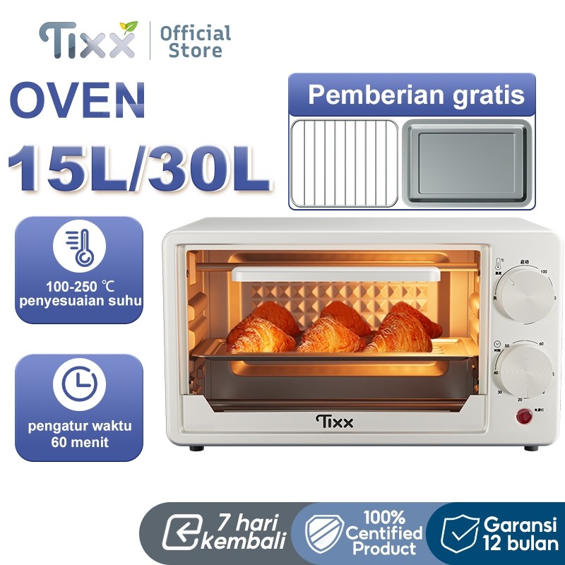 Tixx Oven Listrik Low Watt 600 Watt Kapasitas 15L/30L Pemanggang Roti Breakfast Maker Oven Serbaguna
