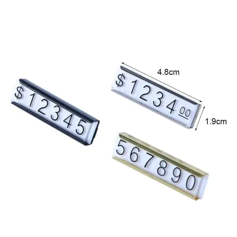 

Garment Split Adjustable Price Tags Kit $ Euro Badge Clothes Numberal Digit Display Cube Sign Label Alloy Board Magnetic Frame