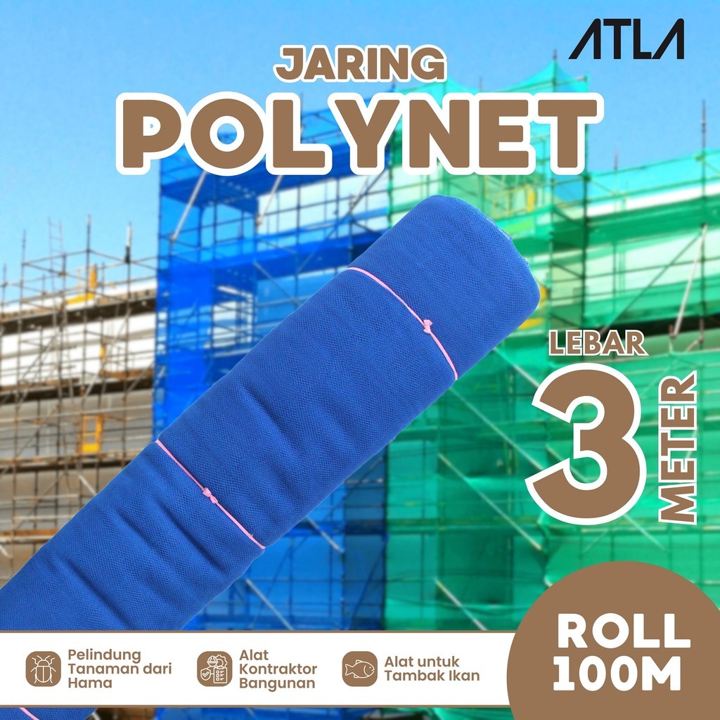 Jaring Polynet Biru 3Meter Roll Waring Pagar Kolam Ikan Teduh Peneduh Tanaman Hidroponik Kebun Green