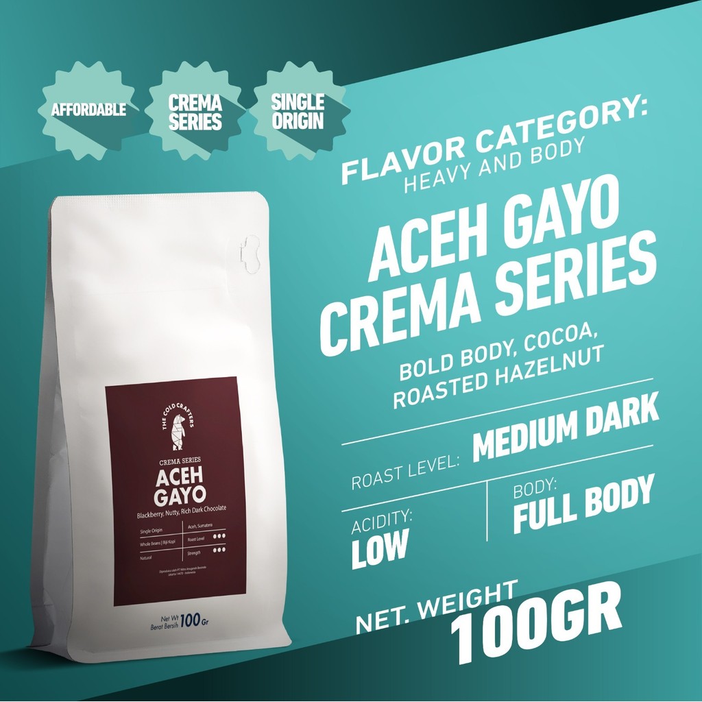 

Aceh Gayo Crema Series Arabika Coffee Arabica Biji Kopi Bubuk 100g 100 gram