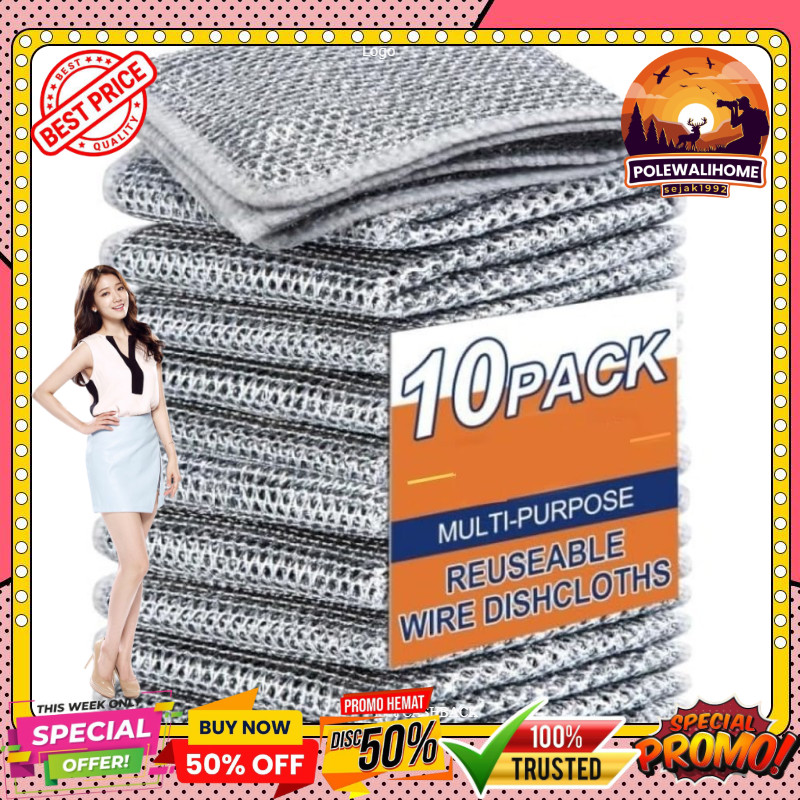 

FMA Non-Stick Steel Wire Dishcloths Double-Layer Design 20x20cm 10PCS - FM-N20