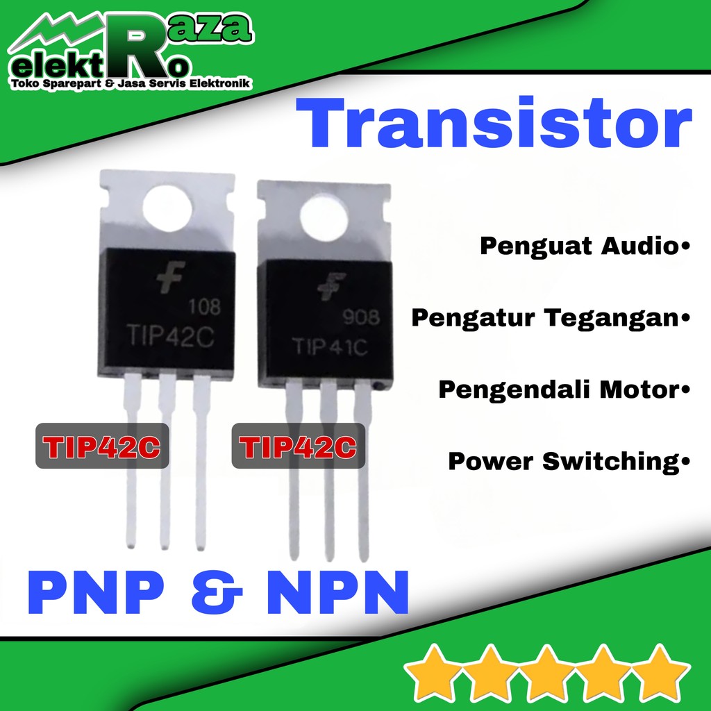 TR Transistor TIP41C TIP42C NPN PNP Penguat Audio Pengatur Tegangan Pengendali Motor Power Switching