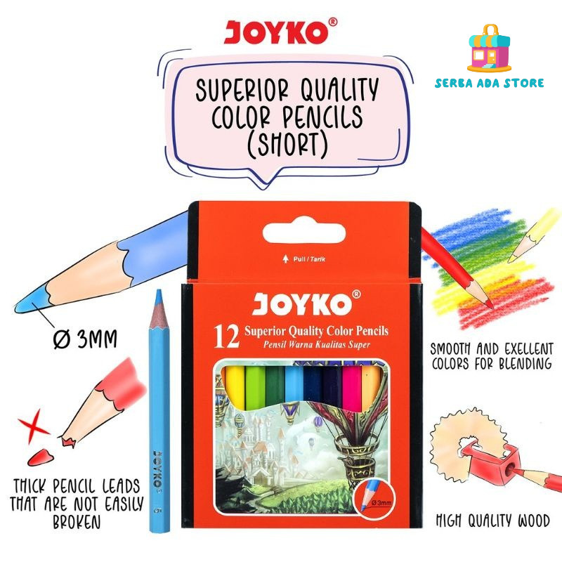 

1Set Pensil Warna Joyko 12 Warna Pendek CP-102 Colour Pencil Joyko Mini CP 102 - SAS88