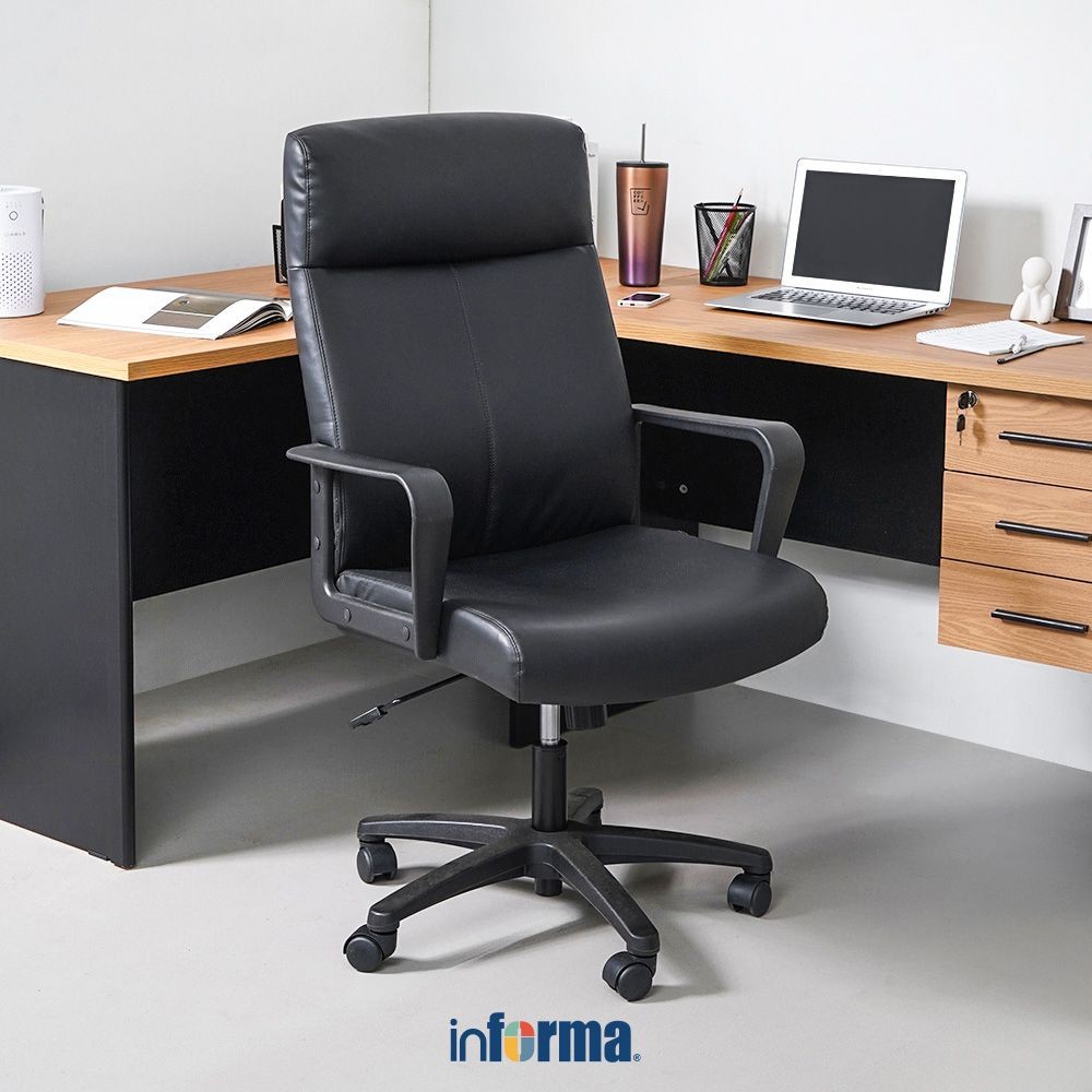 Informa Umbre Kursi Kantor Sandaran Tinggi - Hitam Tempat Duduk Kerja Dengan Roda Office Chair Kursi