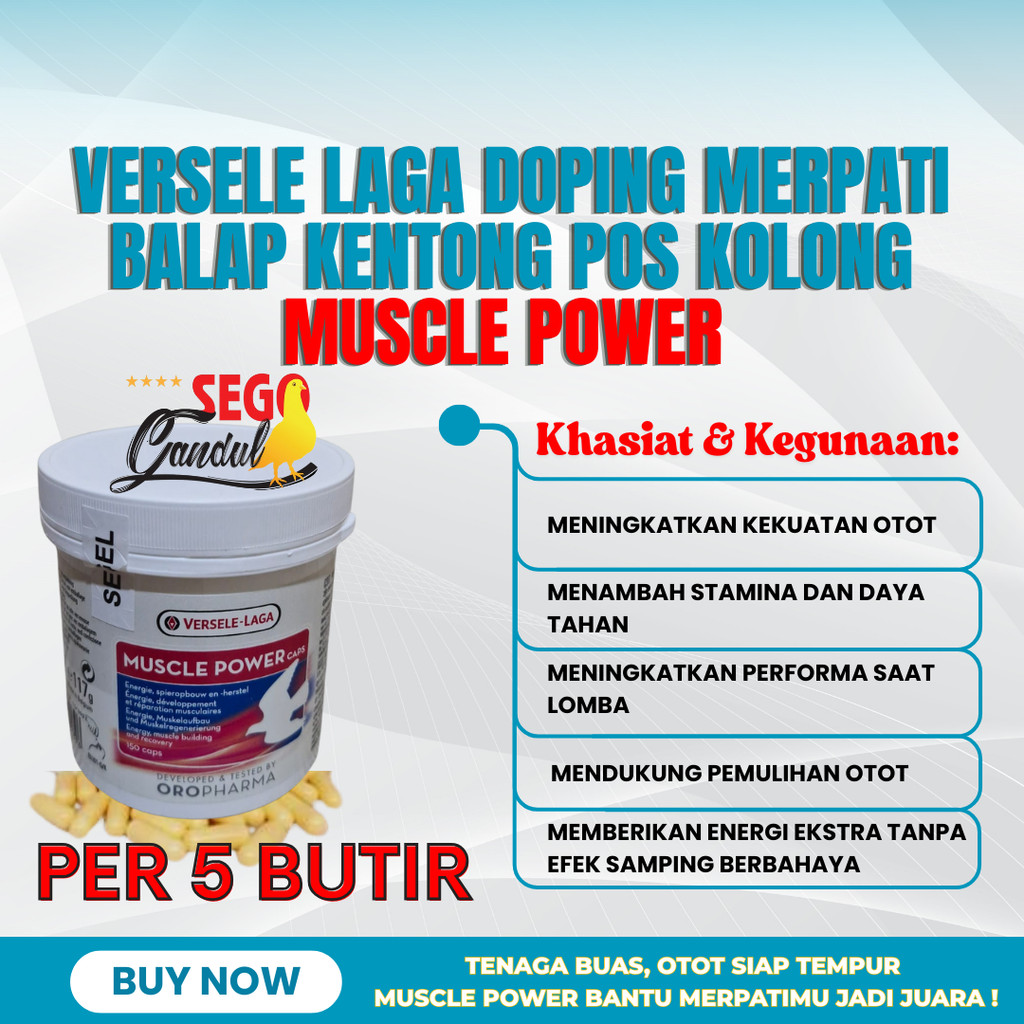 Versele Laga Doping Merpati Balap Kentong Pos Kolong Muscle Power isi 5 capsule