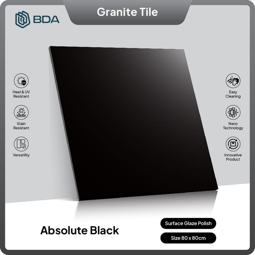 BDA Granite Tile Granit 80x80 Keramik Lantai Keramik Dinding Absolute Black