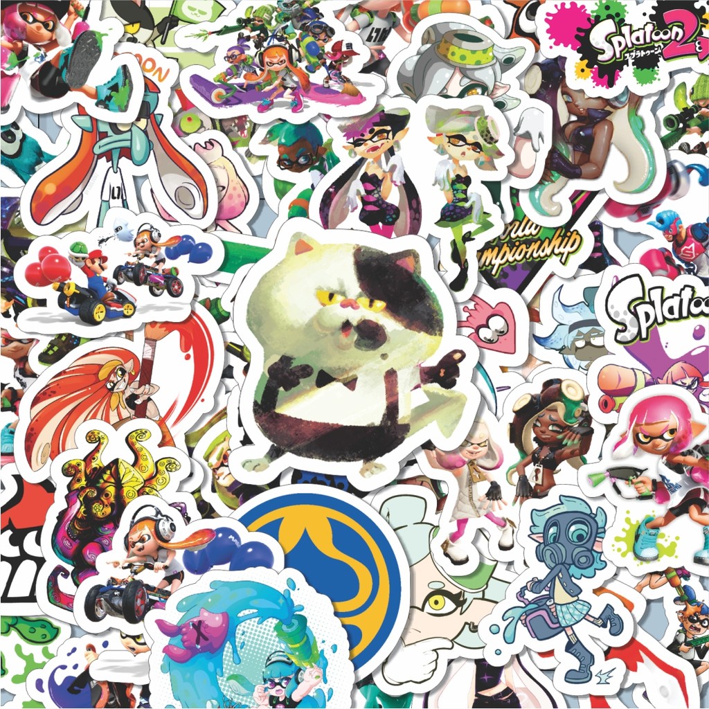 

100PCS Lucu Stiker Game Series Splatoon Karakter Mix 2 Stiker Aesthetic Stiker Anti Air Stikers Berperekat Waterproof sticker decal buat Motor Helm Buku Journal Koper Casing HP Laptop Botol Minum Hadiah anak
