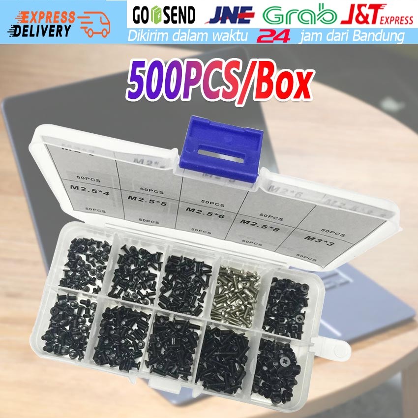 500PCS/Set Computer Screw Baut Laptop Asus Lenovo Toshiba Acer Dell HP, Samsung M2 M2.5 M3 Komputer 