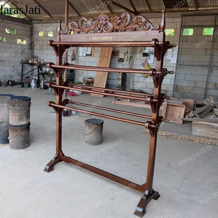 

gawangan kain batik kayu jati ukiran jepara nama toko 8 tongkat antik