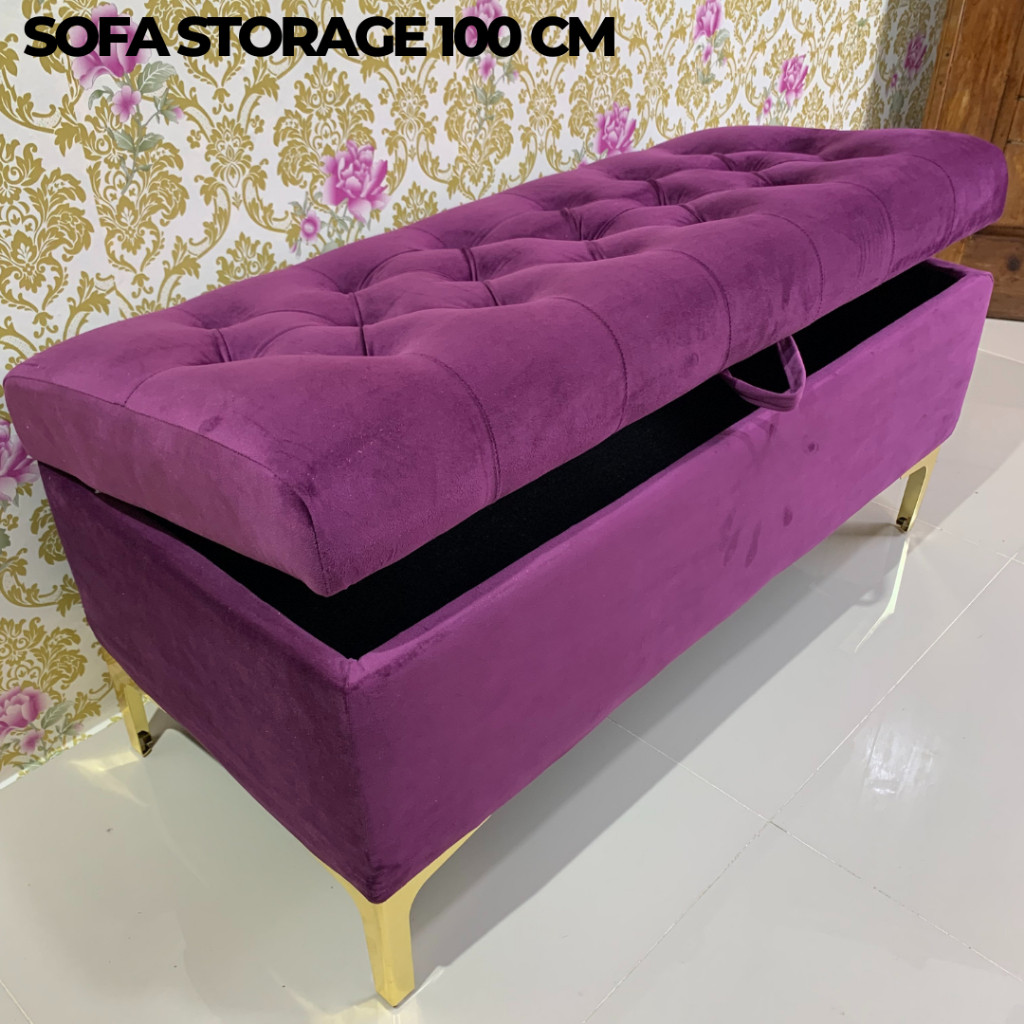 sofa penyimpanan ungu sofa storage box sofa stool panjang