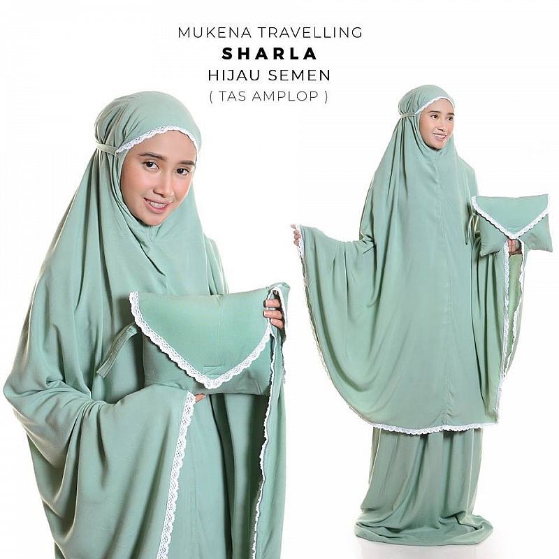 mukena katun rayon premium Mukena Polos Renda Dewasa Rayon Traveling Sharla mukena traveling mini