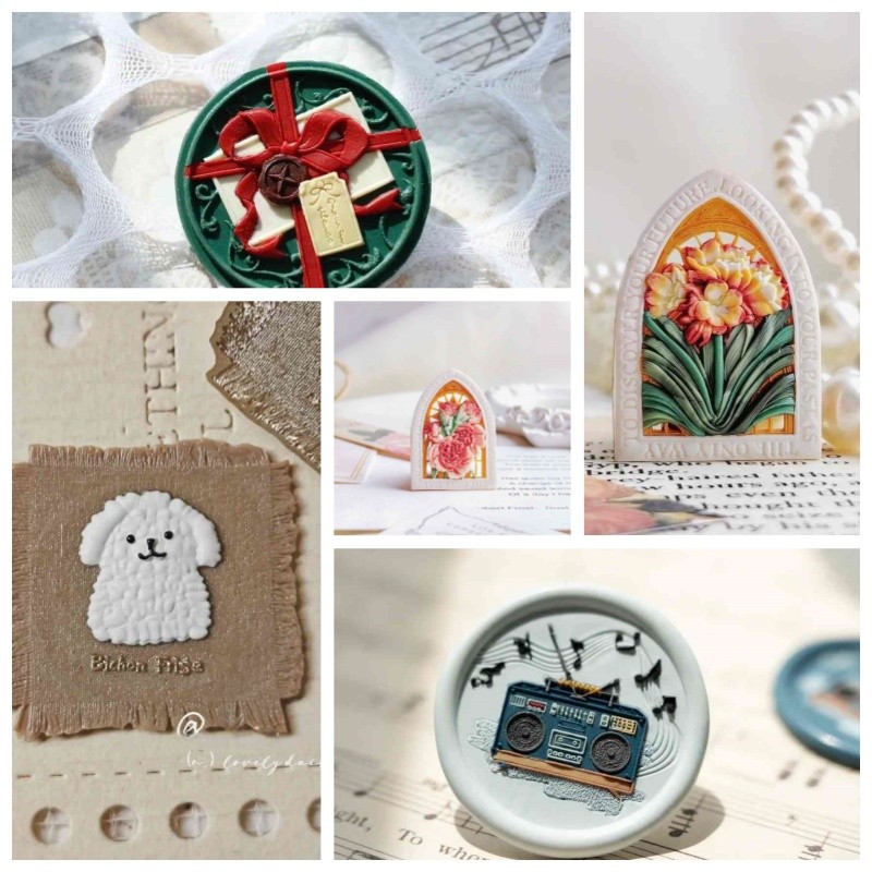 

Diy Creative Stamp Fire Seal Fine Carved Copper Seal Head Lovely Relief Cherry Cake Plant Ticket Root Series Stamp Envelope Seal