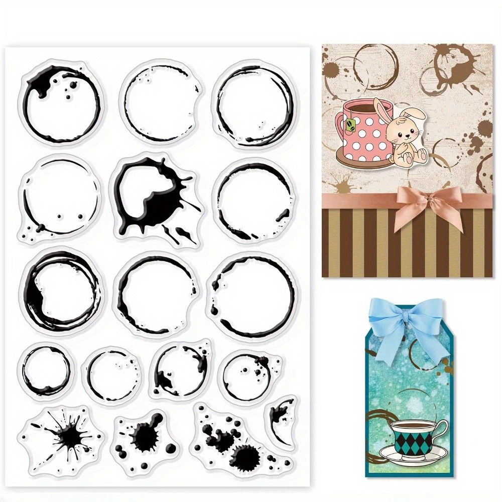 

Tea Stains Clear Stamp Coffee Stains Background Spill and Splatter Rubber Stamp for Scrapbook Journal Card Making 4.3 x 6.3 Inch