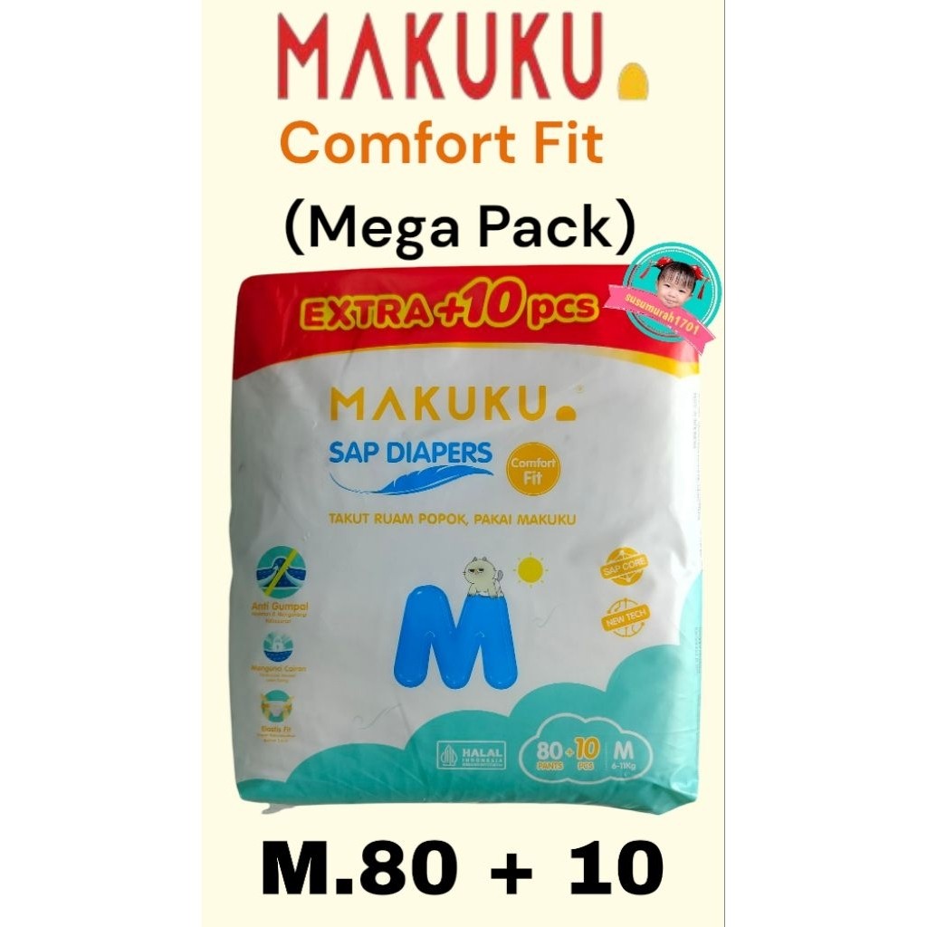 

NEW Makuku Mega Pack Comfort Fit M.80+10 / L.74+10 / XL.60+6 PREMIUM
