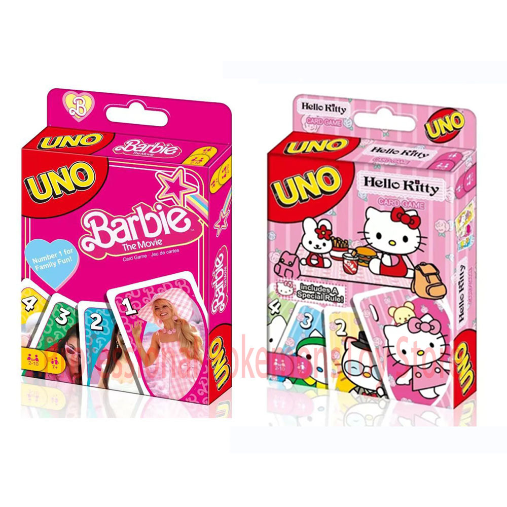 Games UNO Barbie Card and Hello kt Game for Family Night Featuring Tv Show Themed Graphics and a Spe