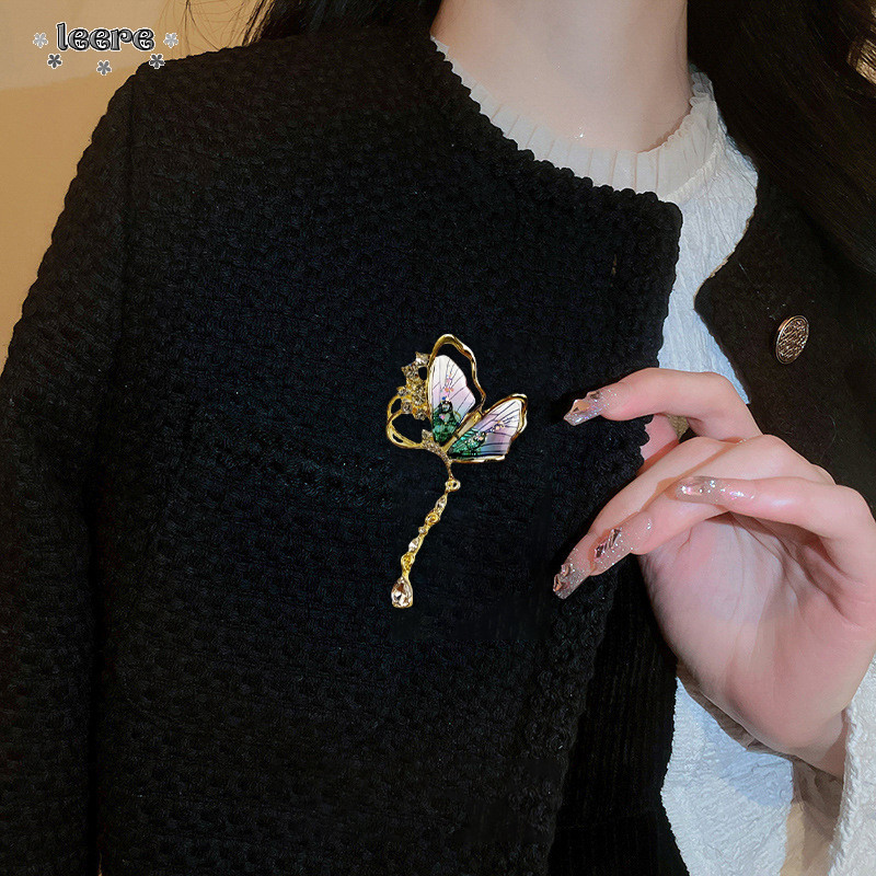 COD Butterfly Brooch High-end Temperament Tassel Pin Exquisite Metal-Le