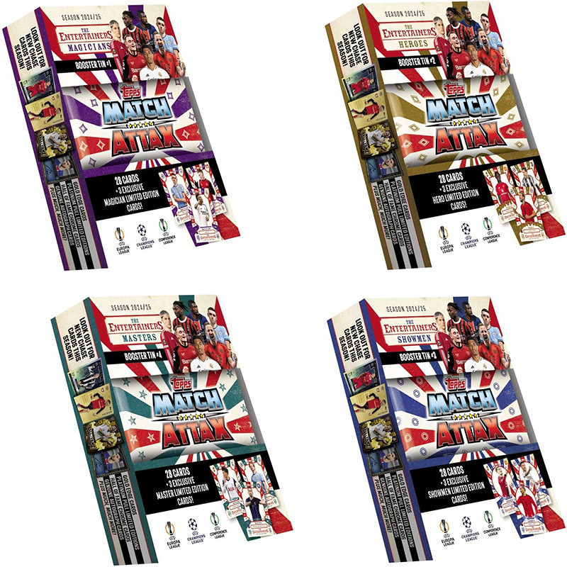 2024-2025 Topps Match Attax Football Mini Booster Tin Box Collection Card 28card 3 Exclusive Limited