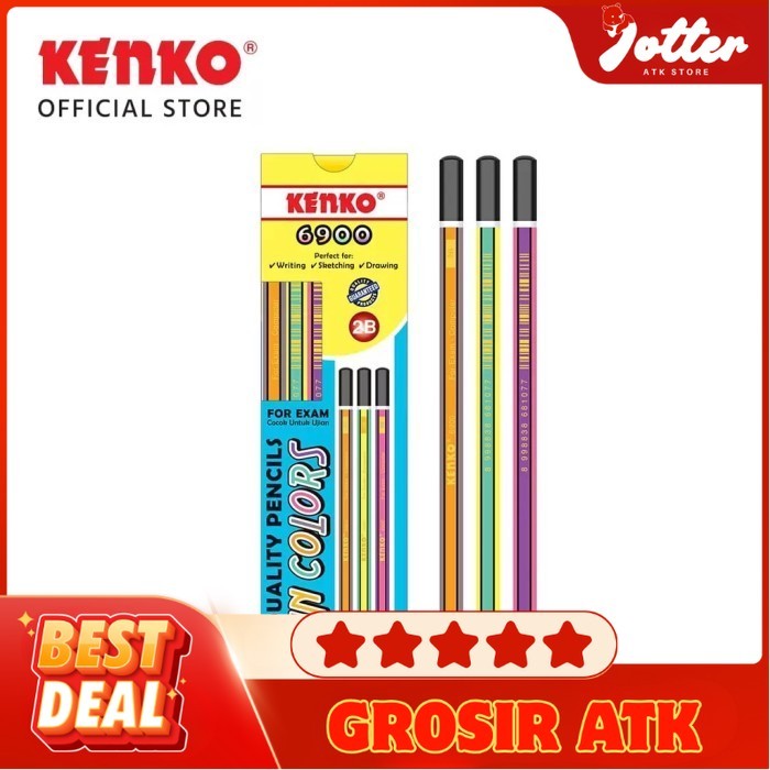 

PACK PENSIL KENKO 6900 2B FUN COLOR LKM | Jotter Grosir ATK
