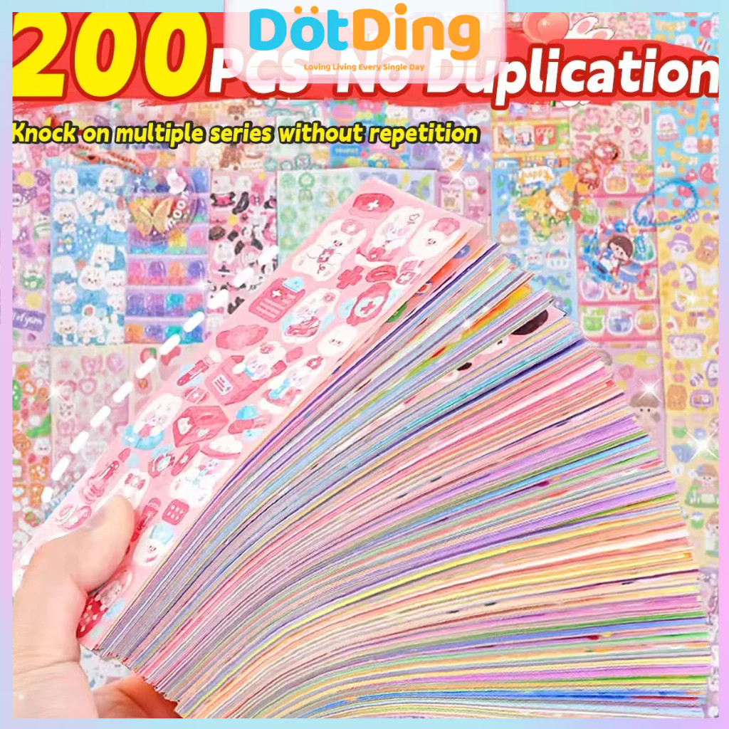 

[DOTDING] ‌Stiker Kartun Shiny 200 Lembar Motif Unik - Set DIY Hias Buku Catatan & HP Cover Mahasiswa‌/Shiny Stickers Cartoon DIY Hand Account Adhesive Label for School Holiday Gift Supplies H300