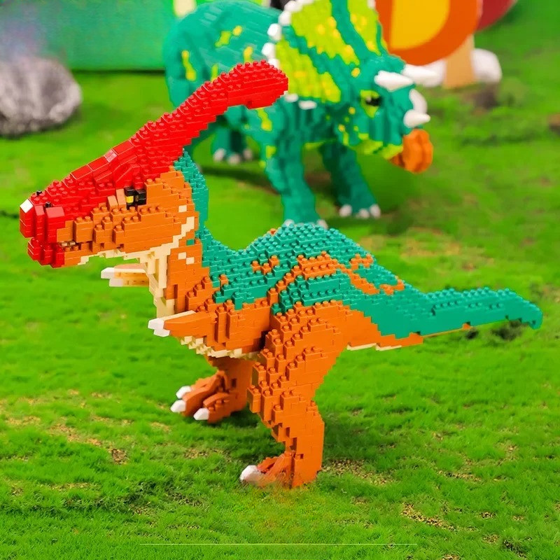 

1457pcs+ 16089 16088 Dinosaur Micro Blocks Green Building Toy Classic Tyrannosaurus rex Model Figure Home Fun Game