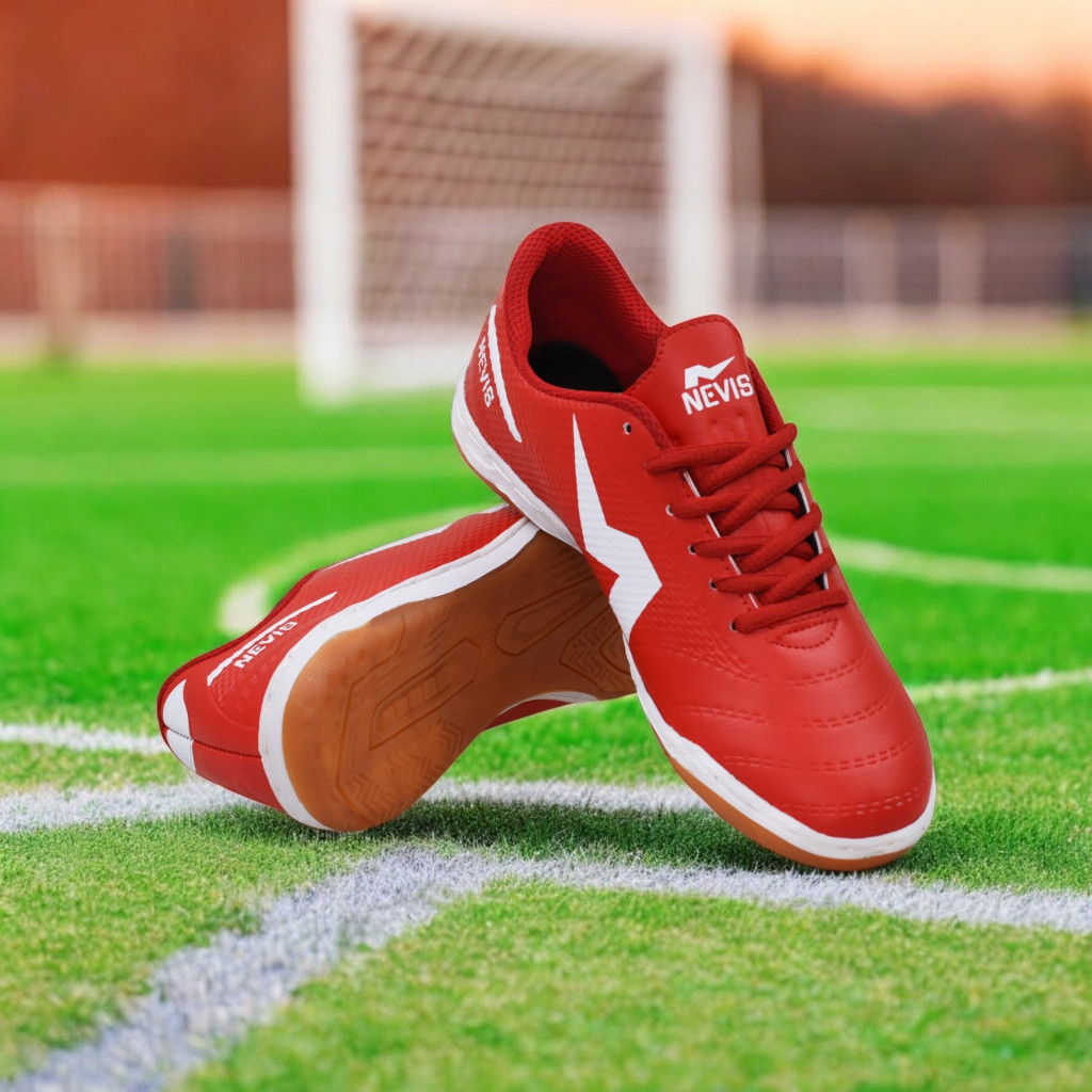 promo NEVIS Sepatu Futsal Leon Original Sol Karet Anti Licin Bonus Jahit Sol