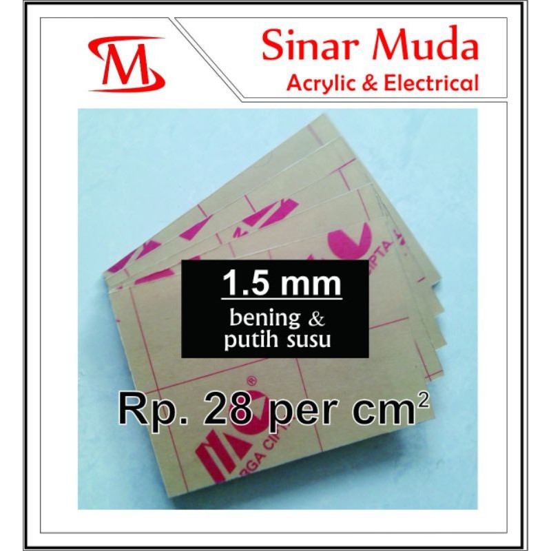 Akrilik Lembaran 1.5mm Bening Putih Susu Ukuran Custom -  Mika Acrylic Murah