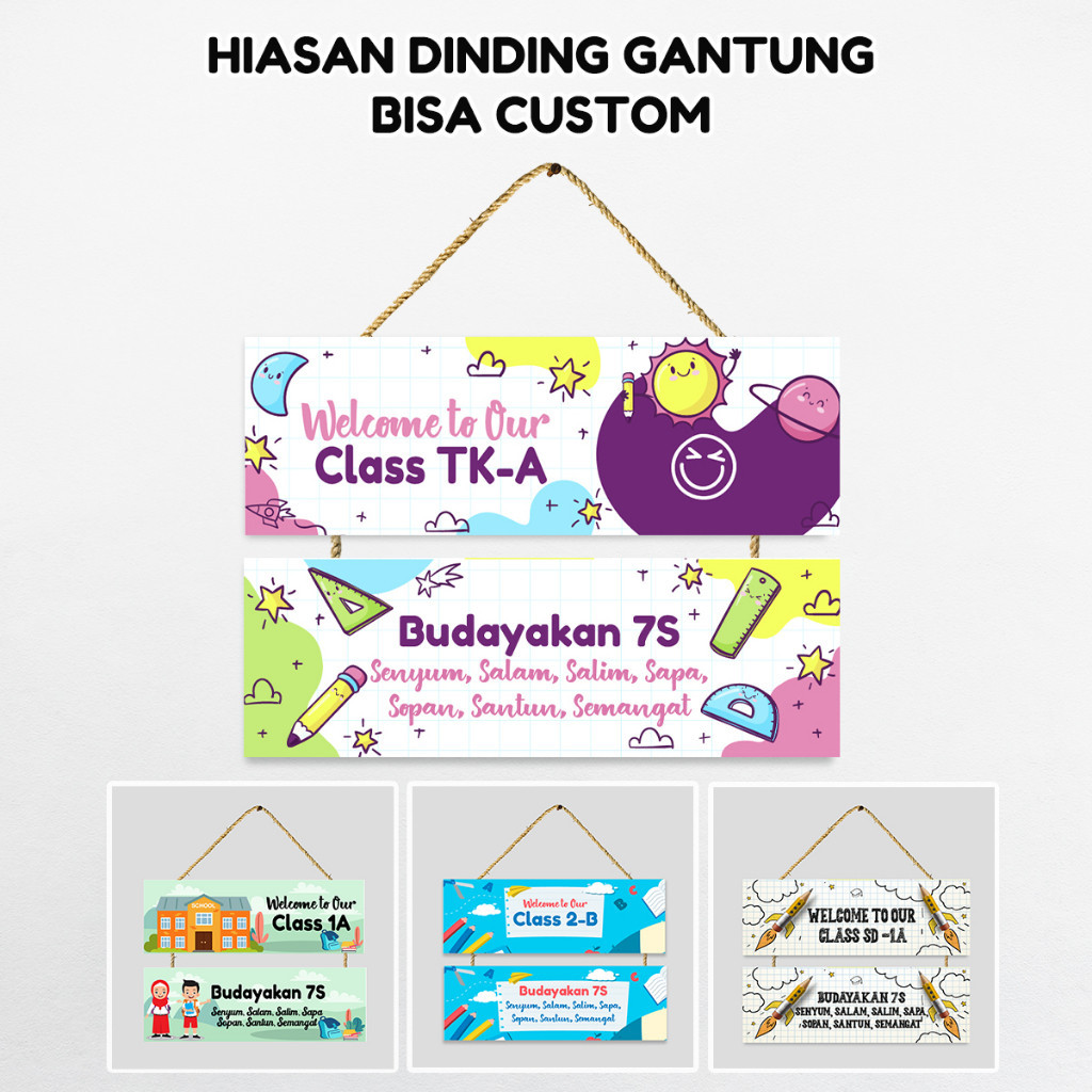 Perlengkapan sekolah CUSTOM DEKORASI KELAS 2 SUSUN PINTU KELAS HIASAN DINDING KAYU DEKORASI KELAS