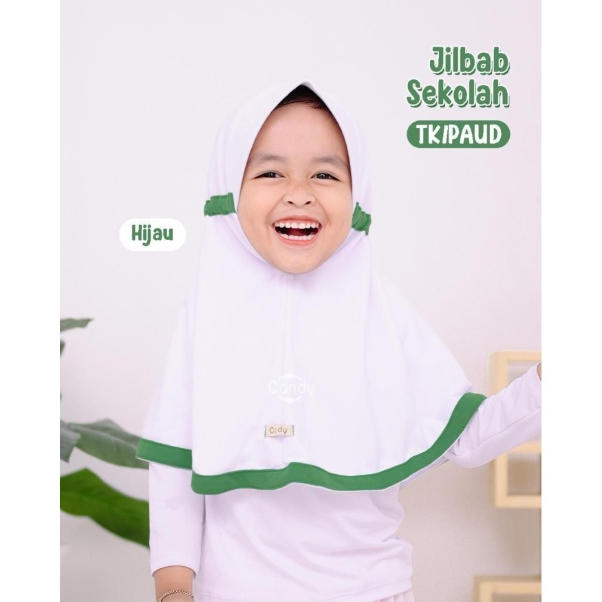 Jilbab Bergo Kerudung Instan Anak Sekolah TK Candy - Hijau, Size L