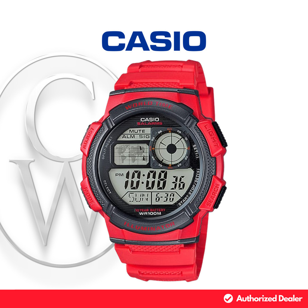 Jam Tangan Pria Casio General AE-1000W-4A Resin Sporty Digital Retro Classic World Time Illuminator 