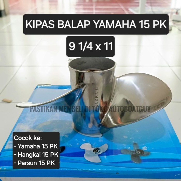 Kipas BALAP STAINLESS Mesin Tempel Yamaha 15 PK / HP Propeller Baling