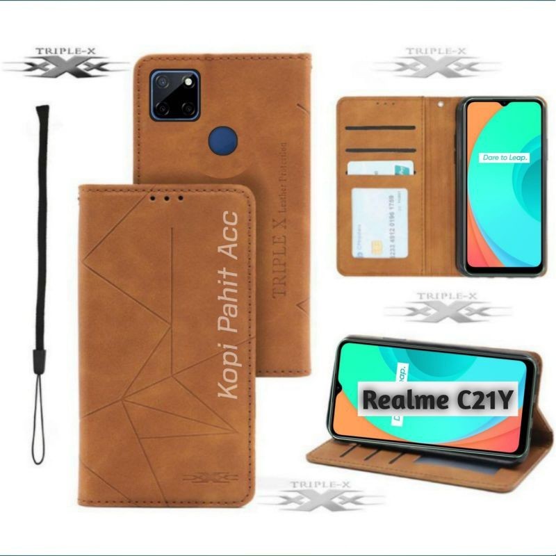 Casing Realme C21Y Rmx3261 Rmx3263 Flip Cover Wallet Sarung Hp Case Dompet Flip Magnet