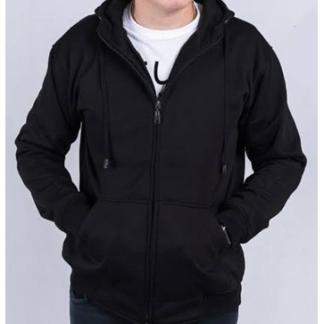 Jaket Sweater Polos Hoodie ZIPPER ukuran S M L XL XXL Pria dan wanita - Hitam// PRODUK MURAH PROMO S
