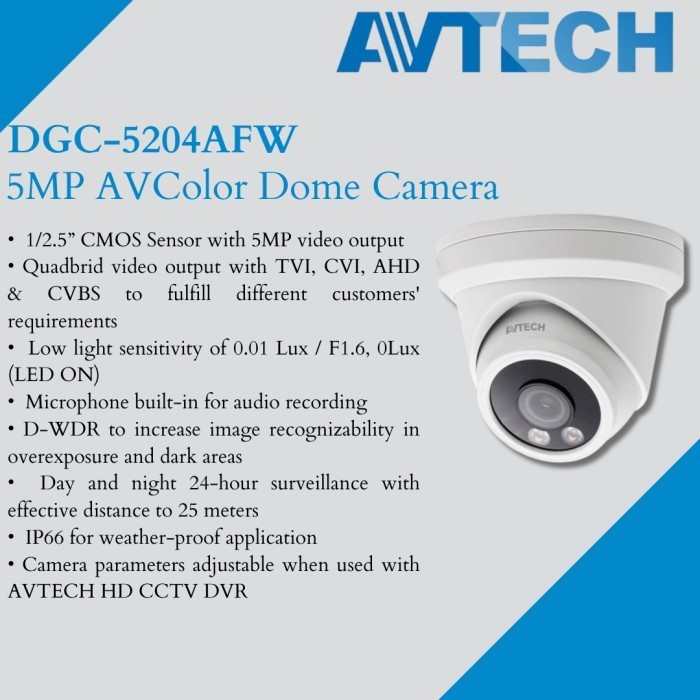 Kamera CCTV AVTECH DGC5204AFW Indoor 5MP ColorVu