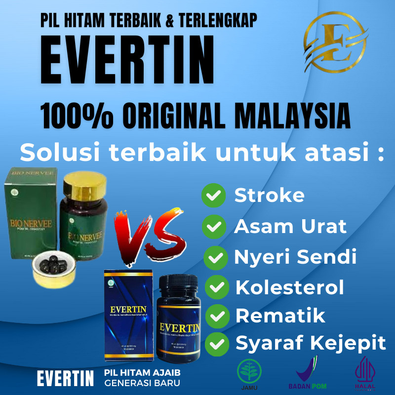 Evertin Vs Bio Herbal Nerve Nervee 100% Original Malaysia Dan Bpom Indonesia Asli