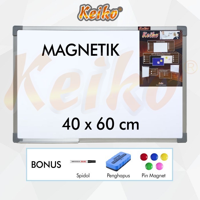 

promo ✨ -Papan Tulis Whiteboard Gantung Magnet Single Face Keiko 40 x 60 cm