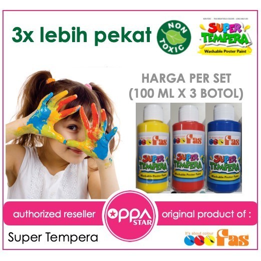 

promo ✨ -Fas Super Tempera shable Finger Paint Cat Air Anak 3 pcs Non Toxic