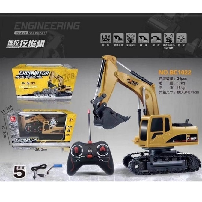 Hengjian rc excavator beko / mobil remote truk konstruksi keruk
