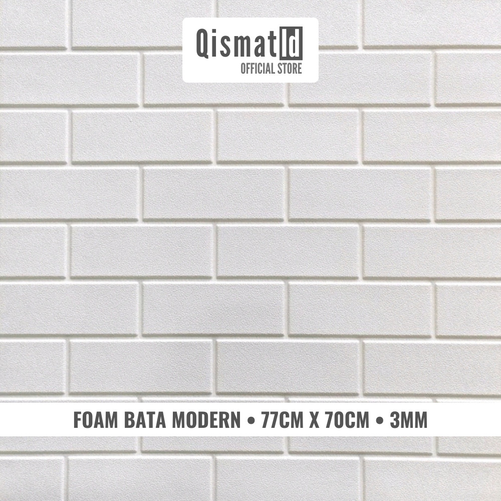 [COD] Sticker Dinding Foam 3D Bata Modern/Kulit Jeruk 3mm Sisa Tempel 77cm x 70cm Modern Home Putih 