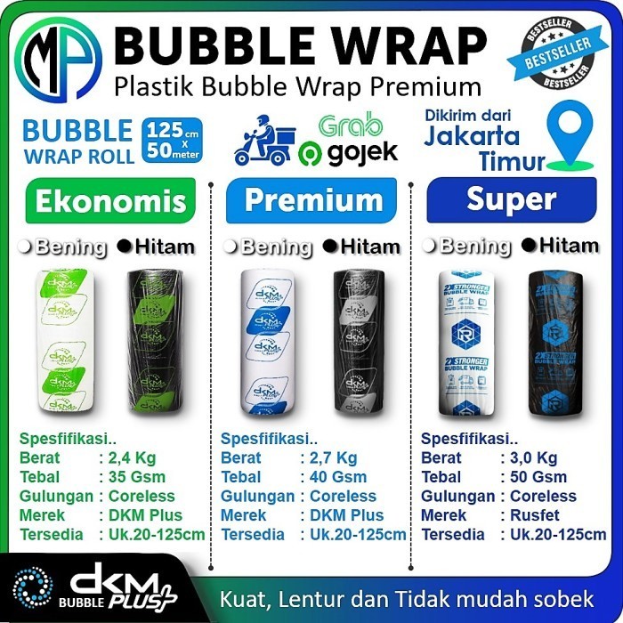 

Plastik Bubble Buble Wrap Roll 125cm x 50m Bening / Hitam DKM+ Rusfet - Hitam-125x50m, Ekonomis - DKM+