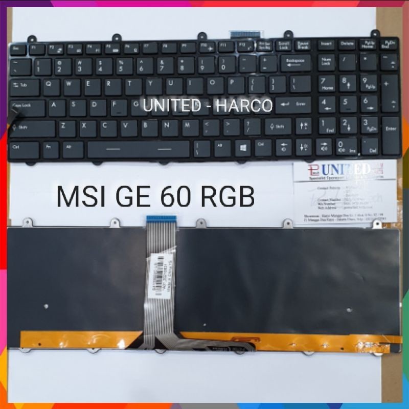 Keyboard Msi ge60 ge70 gx60 gt60 gt70 backlit rgb steel series